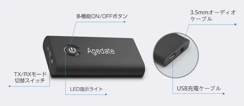 おすすめBluetoothトランスミッター&レシーバーagedate「BT-B9」レビュー|外観について