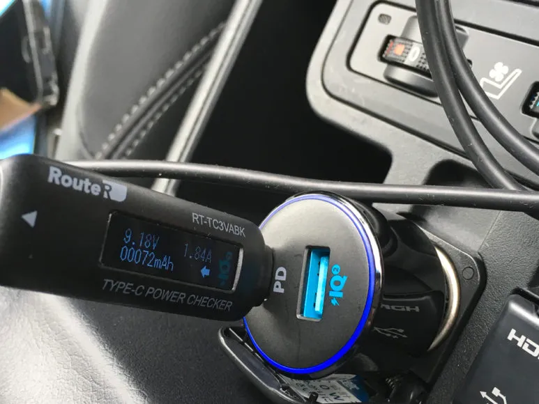 Anker「PowerDrive Speed+2-1 PD & 1 PowerIQ 2.0」レビュー|性能を実測してチェック:電力は16.9Wになりました。十分な電力が流れていることが分かりました。