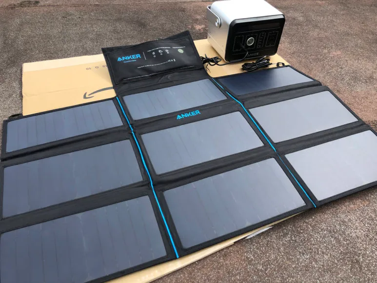 ソーラー充電器suaoki・Anker 60W比較レビュー|Anker「PowerPort Solar 60」を30分間DCケーブル接続でAnker「PowerHouse」を充電してみました。