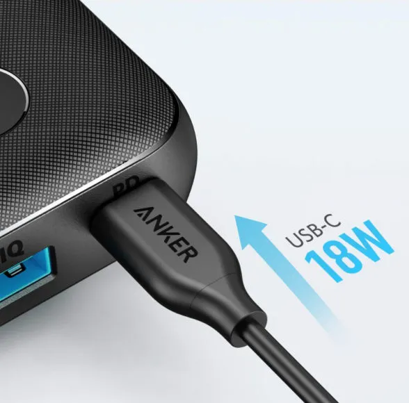 Anker PowerCore 10000 PD Reduxレビュー|PD対応のUSB-Cポートは充電の際にも使用でき、10000mAhのモバイルバッテリーとしてはかなり速く充電可能です。