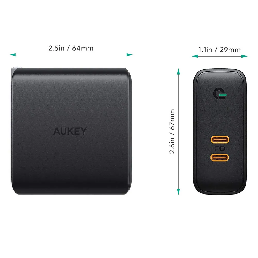 【Aukey PD対応急速充電器PA-D5レビュー】Anker Atom PD2より高コスパ!スマホ&PC二台持ちの方に最適なPD対応USB-Cポートを二つ搭載した急速充電器|優れているポイント:本体サイズはコンパクト、しかも軽い!