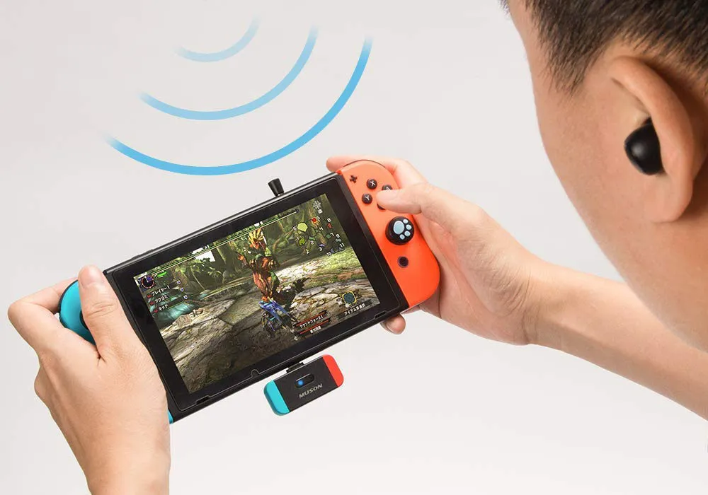 【ニンテンドースイッチにBluetoothイヤホンをつなぐガジェットまとめ】携帯モードはワイヤレスイヤホンが最高!おすすめのブルートゥース接続アイテム|ニンテンドースイッチ向けBluetoothトランスミッターの種類は?:USB-Cポート使用型Bluetoothトランスミッター:muson「MK3」はサイズが惜しいんですよね。もう一回り以上小さかったら・・・。