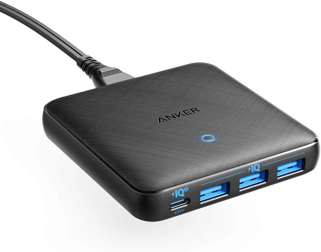 【Anker PowerPort Atom III Slim(Four Ports)レビュー】超軽量小型のモバイル向け多ポート急速充電器！持ち運び最強の合計65W高出力を誇るPD急速充電器｜製品の公式画像