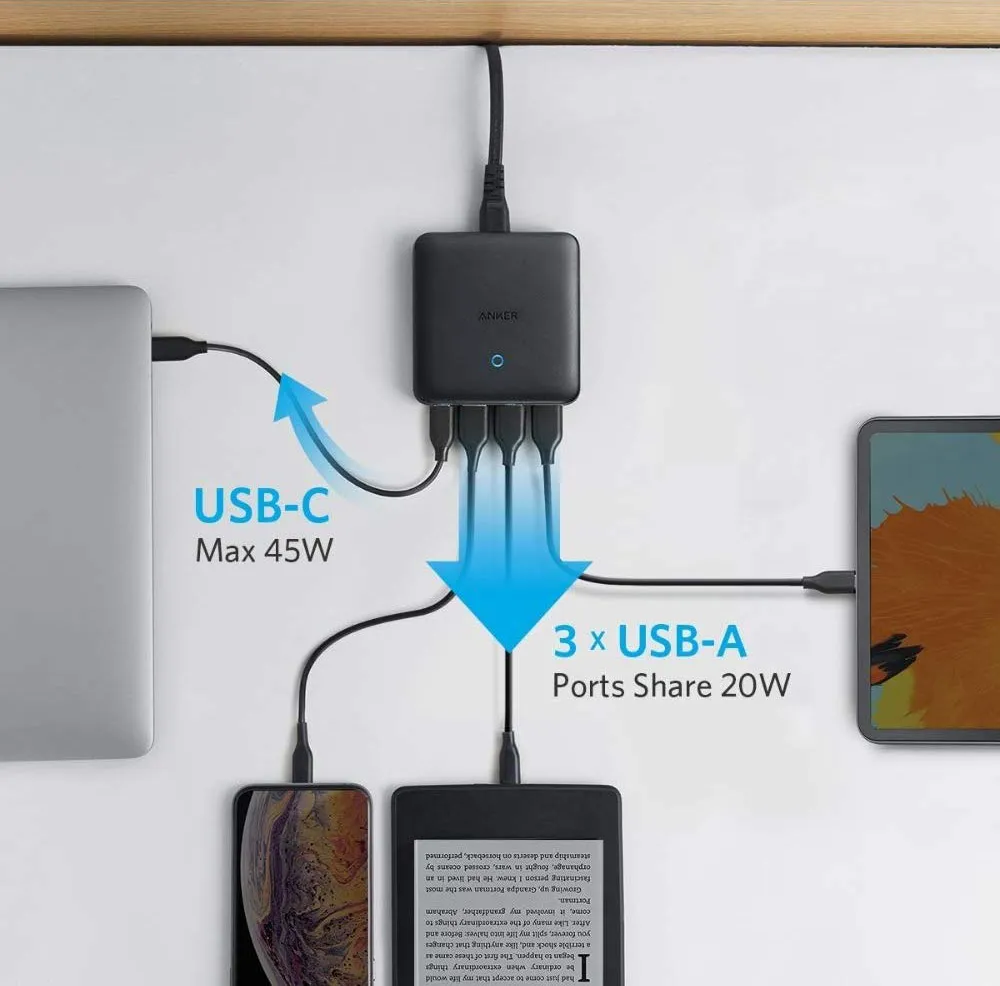 【Anker PowerPort Atom III Slim(Four Ports)レビュー】超軽量小型のモバイル向け多ポート急速充電器!持ち運び最強の合計65W高出力を誇るPD急速充電器|優れているポイント:最大4台の同時充電が可能