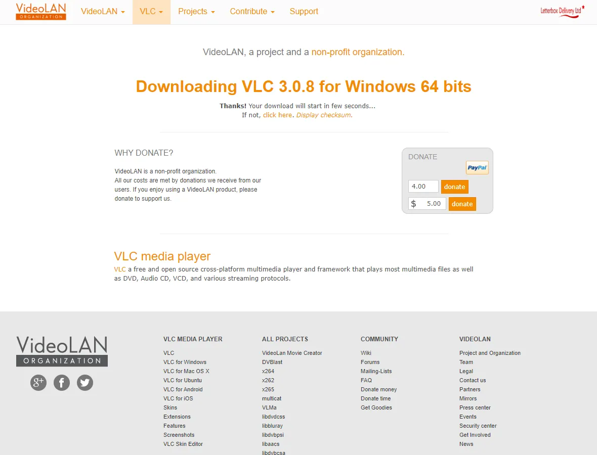 【DVD再生ソフト「VLCメディアプレーヤー」使い方】DVDコピーしたデータもパソコン再生可能なフリーソフト!Win&Mac対応のおすすめDVD再生ソフト|ダウンロード・インストール方法:【全プラットフォーム共通】ダウンロード方法:すると自動的にソフトのダウンロードが開始されるので、完了するまでしばらく待ちましょう。