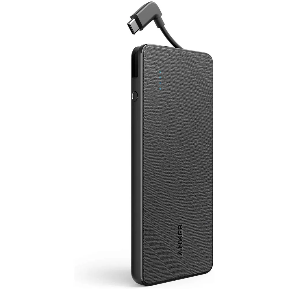 【Anker PowerCore+ 10000 with built-in USB-C Cableレビュー】USB-Cケーブル内蔵＆PD急速充電対応！充電ケーブル要らずのモバイルバッテリー｜製品の公式画像