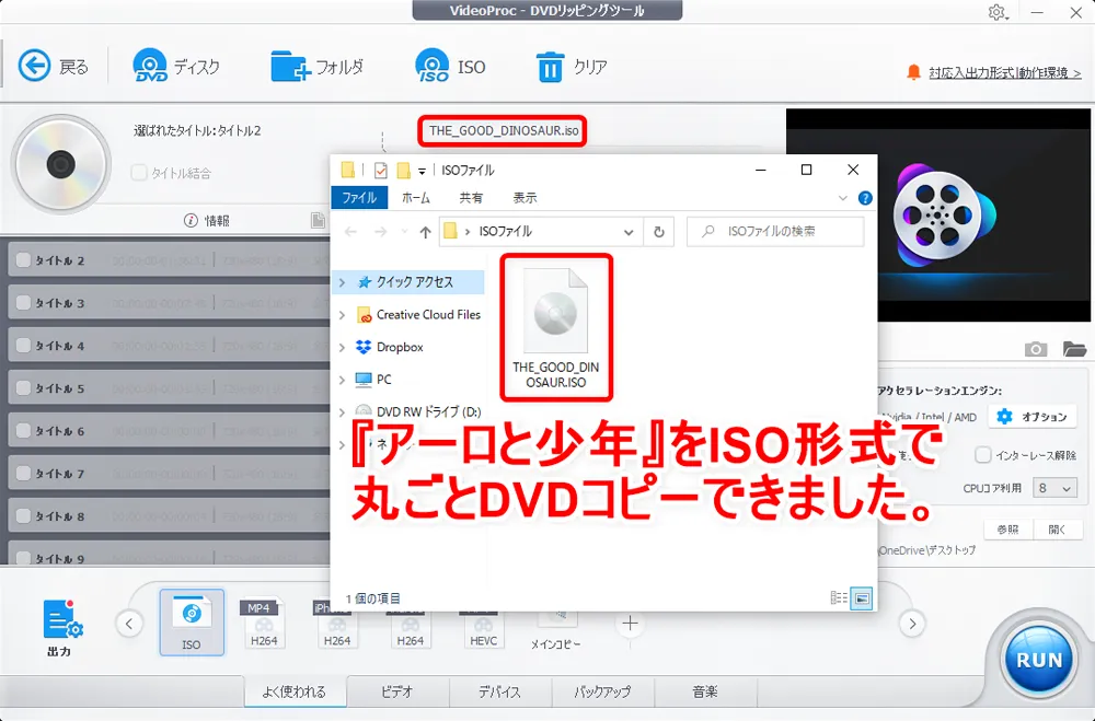 「VideoProc」のDVDコピー性能を検証:ディズニー作品『アーロと少年』
