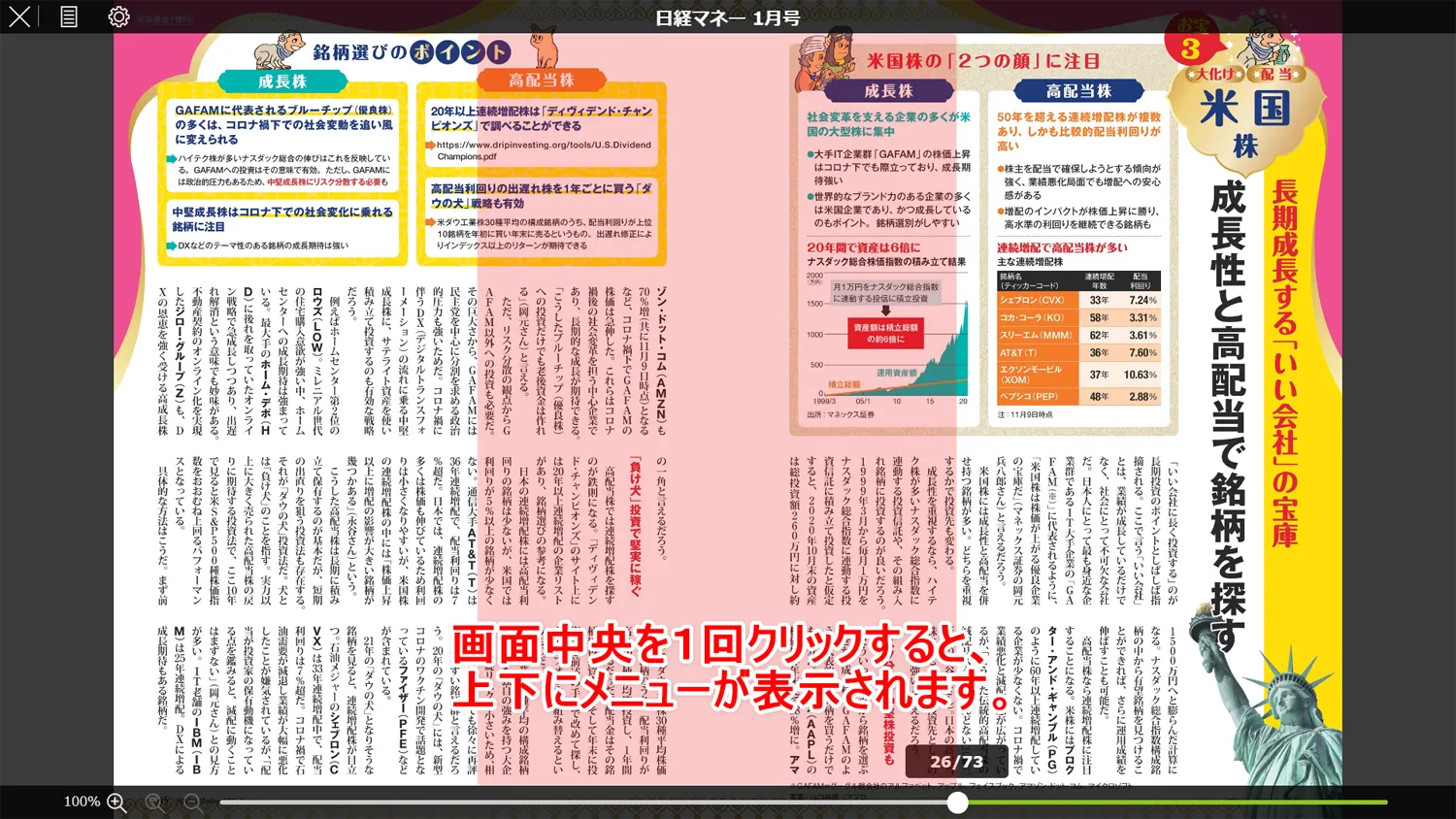 【dマガジンをPCで読む方法】dマガジンはパソコンでも閲覧できる!雑誌読み放題サービス「dマガジン」をPC経由で利用する方法|雑誌閲覧時の操作方法:メニューを表示させる