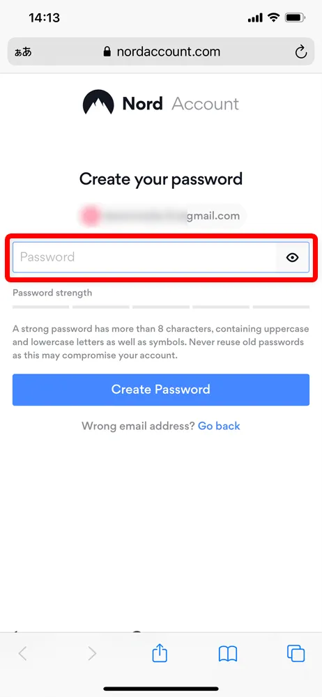 【NordVPNの登録方法】個人情報をハッキングから守るセキュリティサービス「NordVPN」の契約・登録方法|30日間は実質無料でお試し利用できる!|アカウントを有効化する:するとアカウントのログインパスワードを作成する画面が表示されるので、セキュリティレベルの高いパスワードを入力して「Create Password」をタップしましょう。