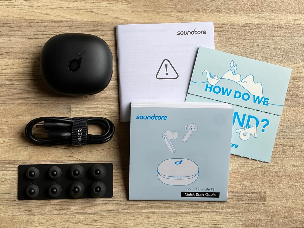 【Anker Soundcore Life P3レビュー】圧倒的な多機能さが光る!利用価値MAXなアクティブノイキャン搭載が7千円で手に入るコスパモンスターTWS|付属品