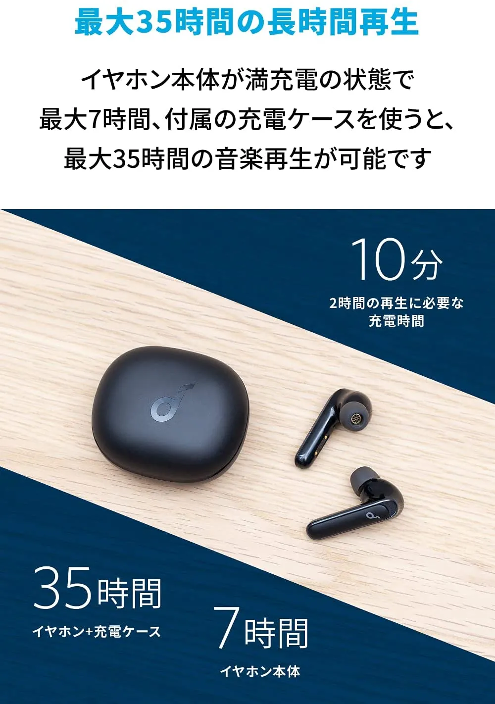 【Anker Soundcore Life P3レビュー】圧倒的な多機能さが光る!利用価値MAXなアクティブノイキャン搭載が7千円で手に入るコスパモンスターTWS|優れているポイント:イヤホン単体で7時間の長時間再生が行えるバッテリー性能イヤホン単体で7時間の長時間再生が行えるバッテリー性能